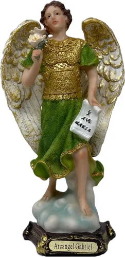 Vista 4 de Juego de 3 figuras religiosas de resina Arcangel Miguel, Arcangel Rafael, Arcangel Gabriel