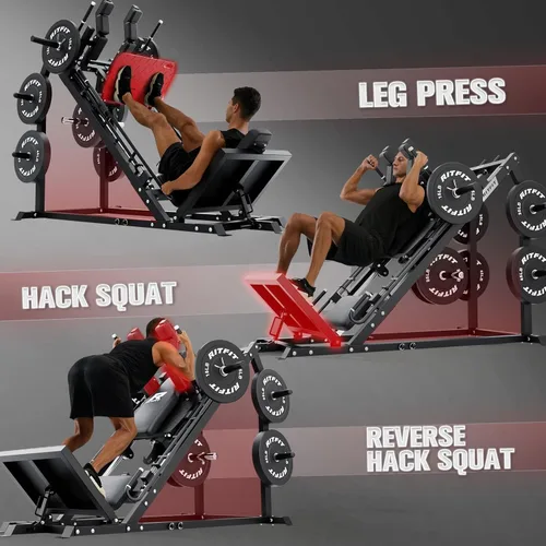 Vista 3 de RitFit Gazelle Pro 3 in 1 Leg Press and Hack Squat Machine - High-Tensile Steel Leg Press Machine, 2000 lbs Capacity, Adjustable Angles, Hack Squat