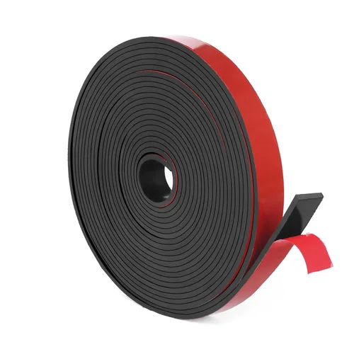 WochiTV Tiras de Goma Sólida Adhesivas, 1/2" de Ancho x 1/16" de Grosor x 180" de Largo, Rollos de Goma de Neopreno Negro Autoadhesivos, Perfectos