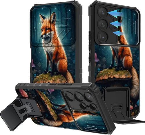 Vista 9 de Funda para Samsung Galaxy A13 5G/4G/A04S, Galaxy A13 5G con cubierta de cámara deslizante, funda de doble capa integrada con función atril