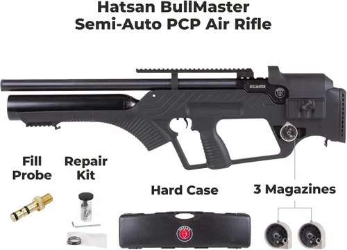 Vista 5 de Rifle de aire PCP semiautomático Hatsan BullMaster con paquete Wearable4U incluido