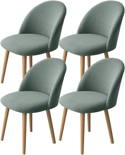 Vista 7 de XMNTG Juego de 4 fundas elásticas de jacquard gris para silla de comedor, con respaldo curvado, fundas para silla de acento modernas de mediados