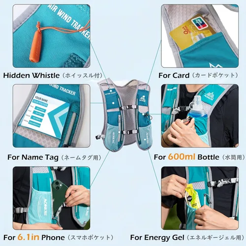 Vista 3 de TRIWONDER Hydration Backpack Vest for Men & Women, Water Pack for Hiking, Camping, Climbing & Cycling, Lightweight Daypack