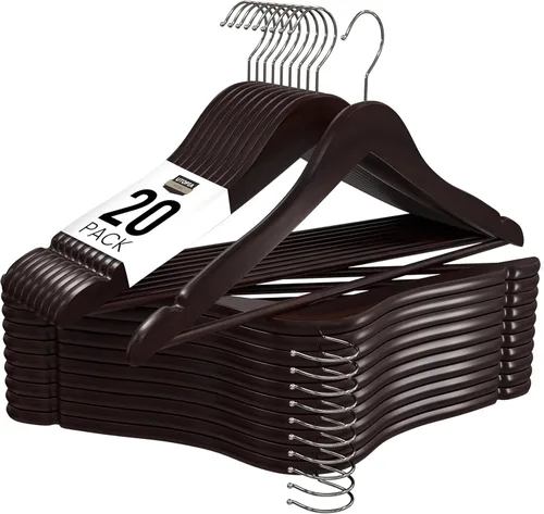 Vista 12 de Utopia Home Perchas de madera de alta calidad, paquete de 20 – Percha duradera y delgada – Percha para trajes con gancho giratorio de 360 grados