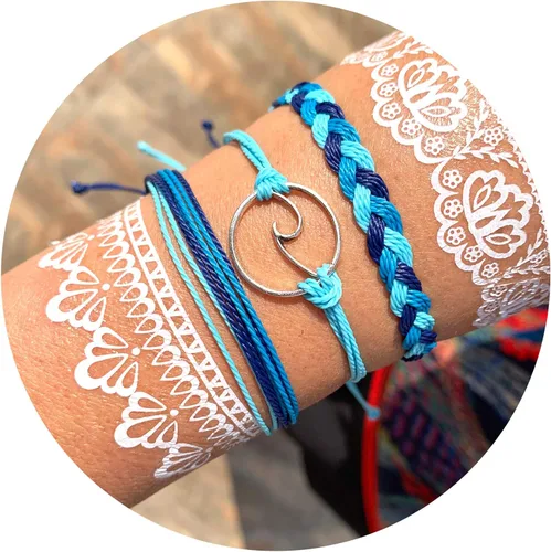 Vista 2 de Pulsera de perlas para mujer, pulsera apilable multicapa de perlas sintéticas, pulseras apilables de cuentas bohemias de cristal con diamantes