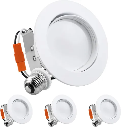 Vista 8 de TORCHSTAR Luz empotrable LED de 4 pulgadas 5CCT Retrofit LED de 4 pulgadas, luz descendente LED ajustable regulable, CRI90+, iluminación de globo
