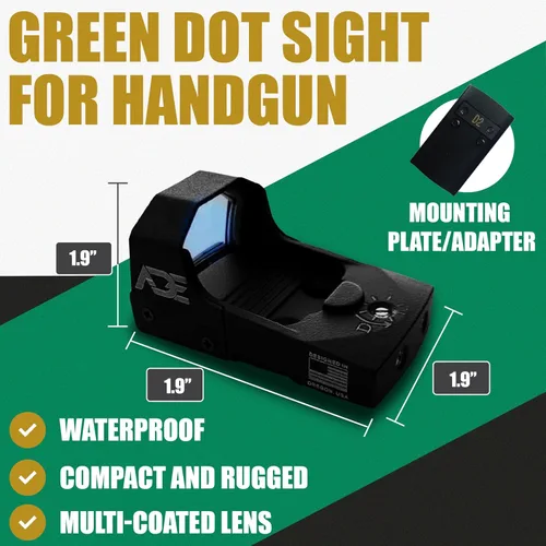 Vista 7 de ADE RD3-006x Green Dot + placa de montaje óptica trasera D1/adaptador para todos los modelos estándar Glock