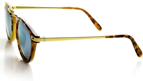 Vista 3 de Gafas de sol retro vintage inspiradas en el borde con cuernos redondo P-3 marco