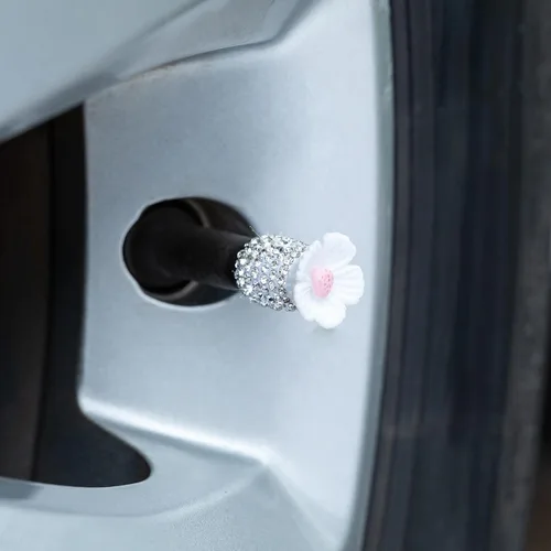 Vista 3 de 4 tapas de vapor brillantes para válvulas, tapas de vástago de válvula de neumático, tapas de válvula de neumático de rueda de automóvil, tapas