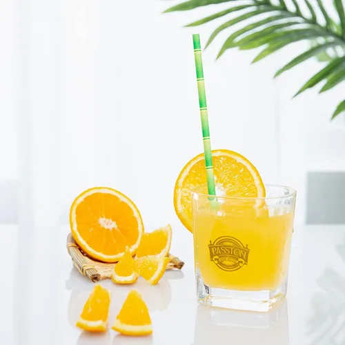 Vista 5 de YEHAM 100 pajitas de papel biodegradable con estampado de bambú de 2 colores para jugos, batidos, cumpleaños, bodas, fiestas