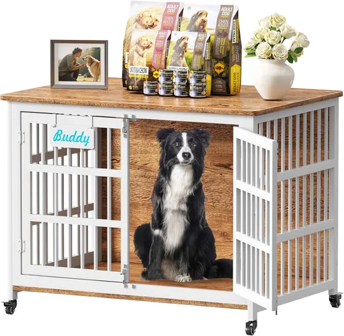 Vista 15 de EasyCom Jaula para Perros de Alta Resistencia para Interior con Etiqueta de Nombre, Mueble de Jaula para Perros de 27 Pulgadas para Perros Pequeños