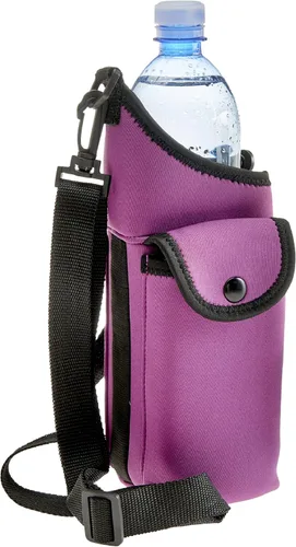 Vista 7 de Smooth Trip AquaPockets - Soporte para botella de agua, bolsa aislante de neopreno con bolsa para teléfono y correa ajustable para caminar