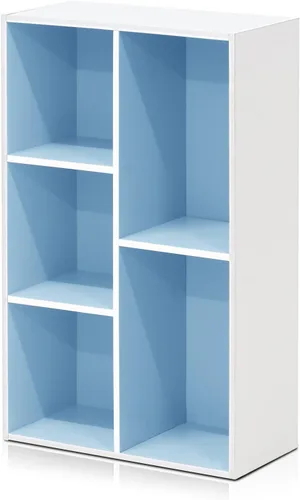 Vista 328 de Furinno - Estantería de cubos de 5 niveles serie Luder para libros y almacenamiento, color roble francés