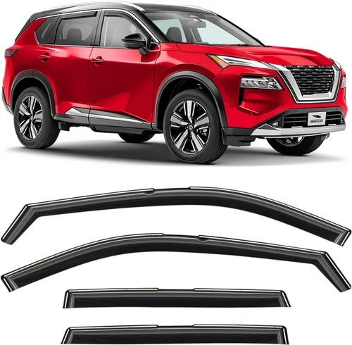 Voron Glass - Protectores de lluvia extra duraderos en canal para Nissan Rogue 2021-2026, deflectores de ventana, viseras de ventilación, 4 piezas -