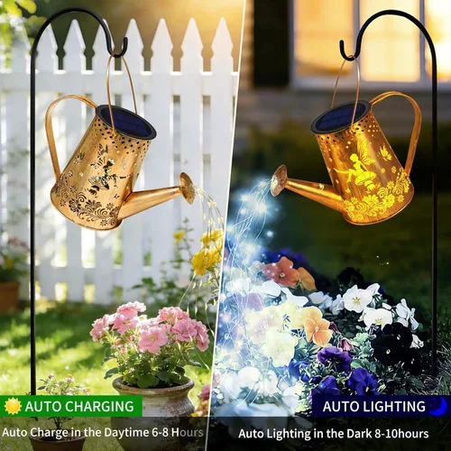 Vista 4 de YJFWAL Regadera Solar con Luces, Regalos Únicos para Navidad Mamá Abuela Mujeres Cumpleaños, Regalos de Jardinería Impermeables Regadera con Luces