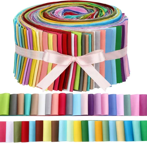 Vista 10 de Kingdder Tiras de Tela de Gelatina para Acolchado, Rollo de Retazos de 2.55 Pulgadas, Rollo de Algodón para Patchwork, Tela de Gelatina