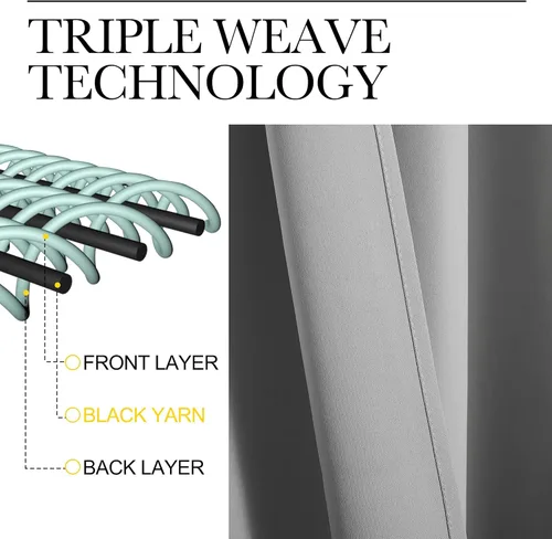 Vista 5 de NICETOWN - Paneles de cortinas opacas para ventana, con aislamiento térmico y bolsillo para cortinero, para sala de estar