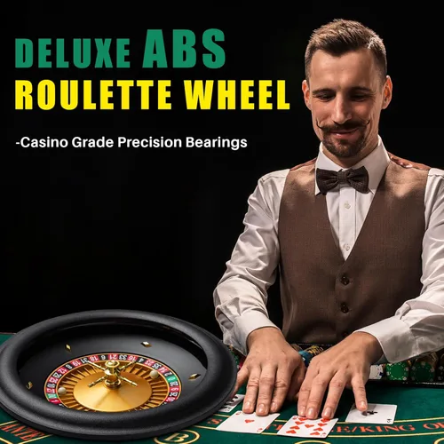 Vista 3 de Leyndo Juego de ruedas de ruleta de casino de lujo de 18 pulgadas, juego de ruleta profesional ABS con rueda de diseño doble cero con 2 bolas