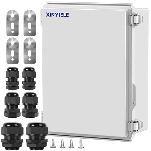 Vista 19 de Caja de conexiones de plástico ABS impermeable para proyectos al aire libre, IP67, resistente a la intemperie, a prueba de polvo con cubierta