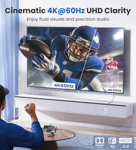 Vista 2 de Warrky Cable USB C a HDMI 4K 60Hz de 3.3 pies [enchufes chapados en oro antiinterferencias] Cable de aluminio tipo C a HDMI 2.0, Thunderbolt 3/4/5