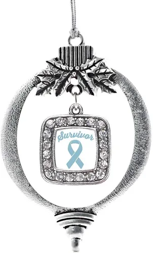 Vista 24 de Inspired Silver - Mis iniciales - Adorno con dije de letra S - Adornos navideños cuadrados de plata con joyas de circonita cúbica