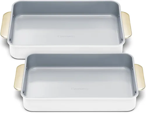 Vista 51 de Caraway Molde rectangular pequeño antiadherente de 9" x 6.5", no tóxico, sin PTFE ni PFOA, núcleo de acero aluminizado, bandeja para hornear