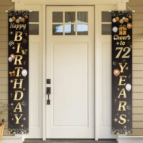 Vista 79 de Cartel de Feliz cumpleaños para la puerta, color negro