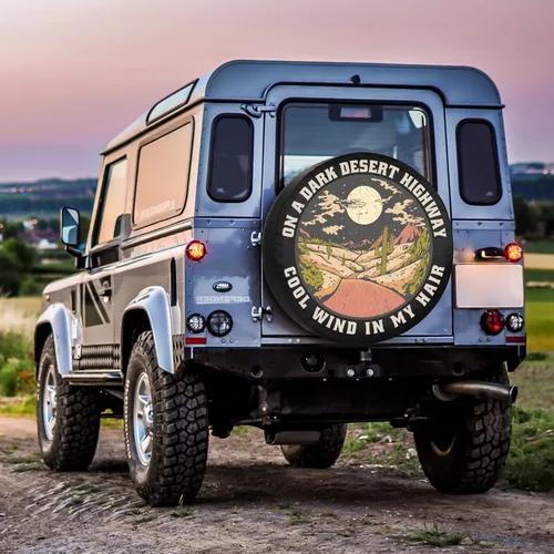 Vista 6 de Cubierta de neumático de repuesto, paisaje de viento del desierto, resistente a la intemperie, a prueba de polvo, ajuste universal para remolque