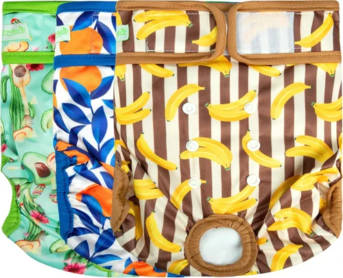 Vista 8 de wegreeco - Pañales lavables y reutilizables para perros (patrón elegante), pañales para perras, paquete de 3 (floral, talla S)