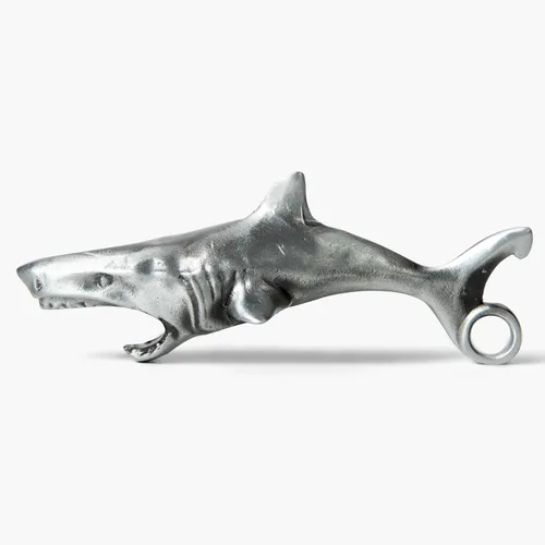 Vista 4 de Gran abridor de botellas de tiburón blanco, abridor de tapas de cerveza y soda resistente, herramienta única de bar con tema oceánico, divertido