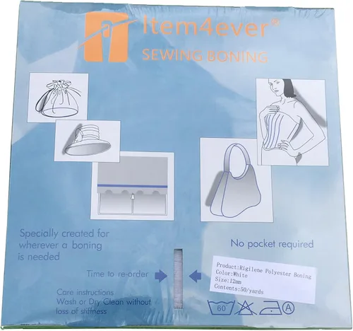 Vista 2 de Deshuesado de poliéster Rigilene de 50 yardas (1/2 pulgada, negro)