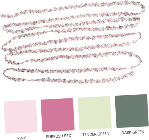 Vista 8 de EXCEART Cinta floral de encaje rosa DIY apliques de boda para manualidades de costura 14.8 ft (rosa)