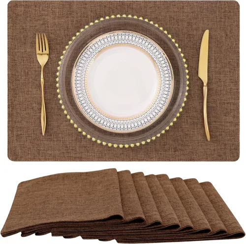Vista 12 de homing - Juego de 4 manteles individuales de algodón y lino, manteles de tela lavables para mesa de comedor de estilo rústico para interiores y Negro