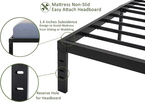 Vista 6 de 45MinST Marco de cama de almacenamiento máximo de 18 pulgadas, plataforma reforzada, 3500 libras, resistente, fácil montaje, base de colchón