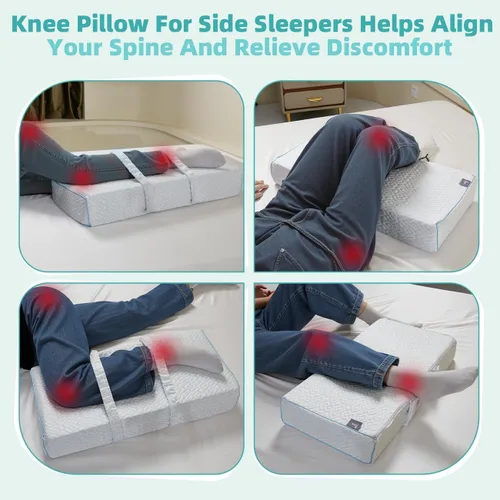 Vista 5 de Almohada de rodilla fresca para personas que duermen de lado, dolor de cadera de 4 pulgadas, almohada de piernas ajustable para múltiples usos