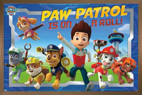 Vista 11 de Nickelodeon Paw Patrol - Póster de pared de tripulación, 22.4 pulgadas de largo x 14.7 pulgadas de ancho, versión enmarcada de madera de granero