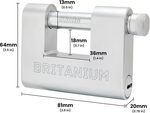 Vista 2 de Britanium® BRB80 - Cerradura de contenedor resistente con 5 llaves, grillete resistente a los cortes de 0.512 in, cuerpo cromado resistente a