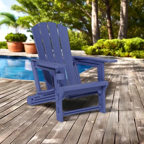 Vista 7 de Silla Adirondack, silla Adirondack de plástico con soporte para tazas, muebles de césped resistentes a la intemperie al aire libre, jardín sin