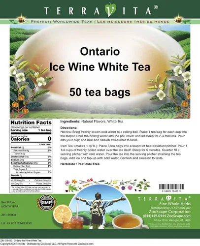 Vista 2 de Ontario Ice Wine Té Blanco (50 bolsitas de té, ZIN: 518433)