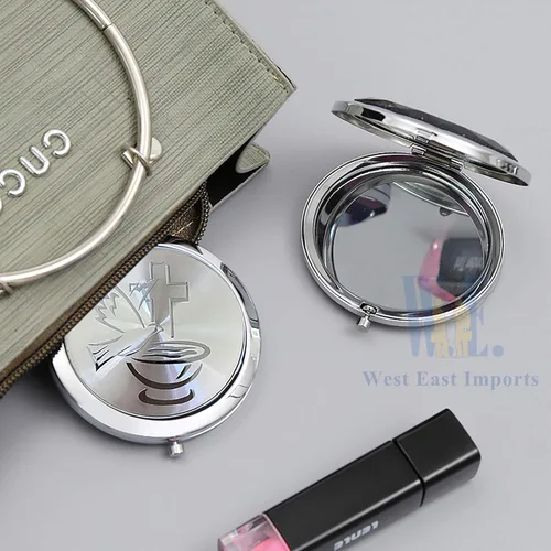 Vista 3 de WE 12 piezas de bautismo compacto espejo favor -Bautizo Recuerdos/maquillaje de espíritu santo compacto con bolsa decorada