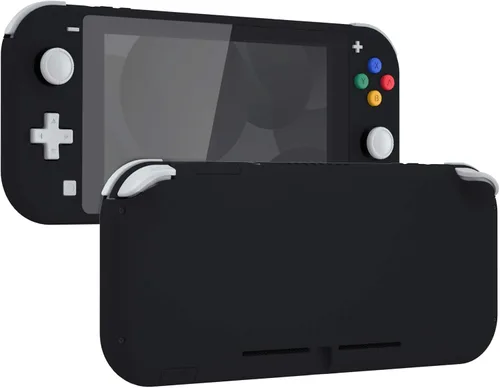 eXtremeRate Soft Touch Black DIY Replacement Shell for Nintendo Switch Lite, NSL Handheld Controller Housing w Screen Protector, Custom Case Cover