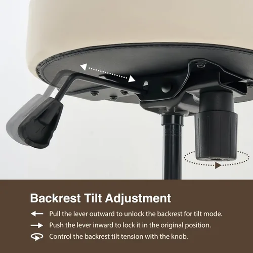 Vista 9 de Silla de taburete de salón médico de clínica giratoria extra ancha con espuma de memoria 502