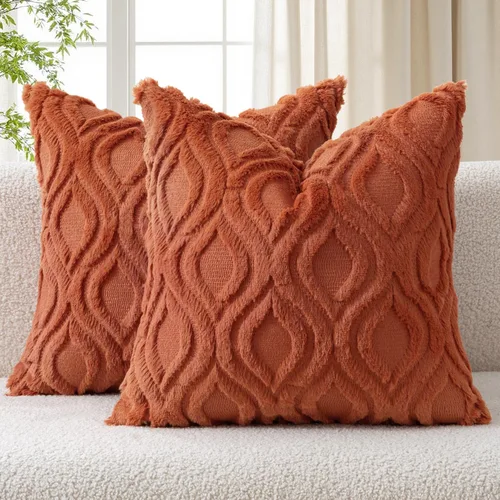 Vista 11 de MIULEE - Juego de 2 fundas de almohada de lana sintética suave y afelpada, fundas decorativas de estilo bohemio para sofá, sala de estar, cama, 16 x