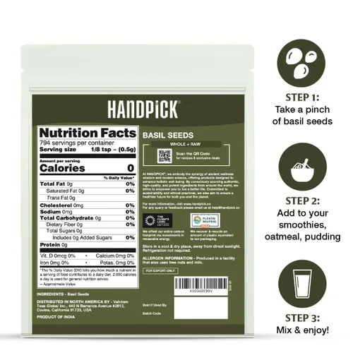 Vista 8 de SPICE TRAIN - Semillas de albahaca sagrada orgánica de la India (1 libra), 100 % cruda y comestible, viene en bolsa resellable con cierre