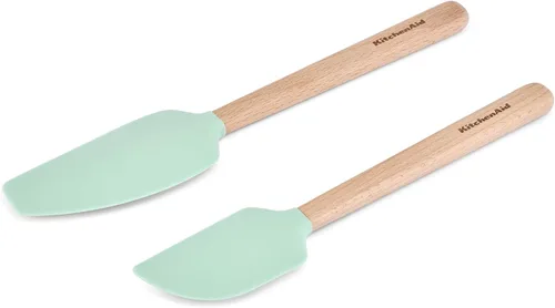 Vista 5 de KitchenAid Juego de espátulas de bambú, 2 piezas, Aqua Sky