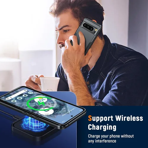 Vista 2 de Oneagle Funda para Google Pixel 8 con 2 protectores de pantalla, protección militar de 15 pies, doble capa, resistente, antideslizante, sensación