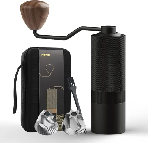 Vista 9 de MAVO Molinillo de Café Manual, Molinillo de Café de Mano Wizard, Capacidad 25g con Rebaba Cónica Hexagonal de Acero Inoxidable CNC, Configuración