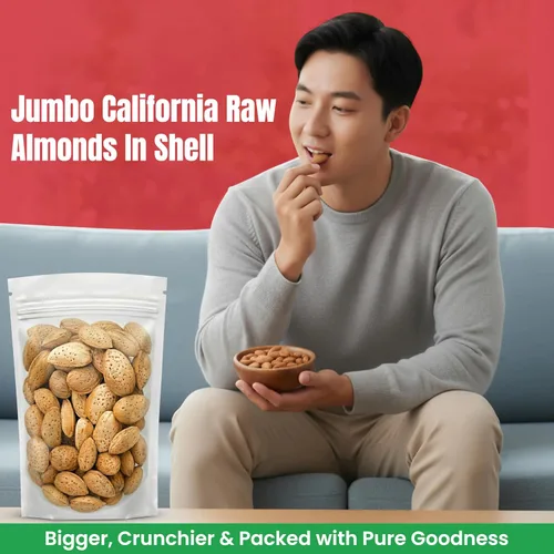 Vista 6 de We Got Nuts - Almendras de California Jumbo con cáscara, 5 libras (80 onzas), almendras crudas kosher de alta calidad - Bocadillo natural