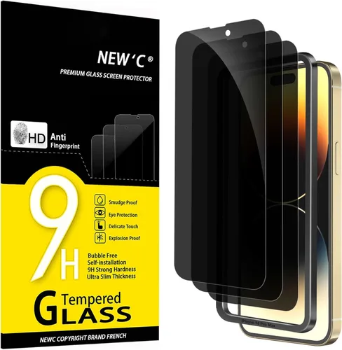 Vista 42 de NEW'C Paquete de 3 protectores de pantalla diseñados para iPhone 14, iPhone 13, iPhone 13 Pro (6.1 pulgadas), protección de vidrio templado