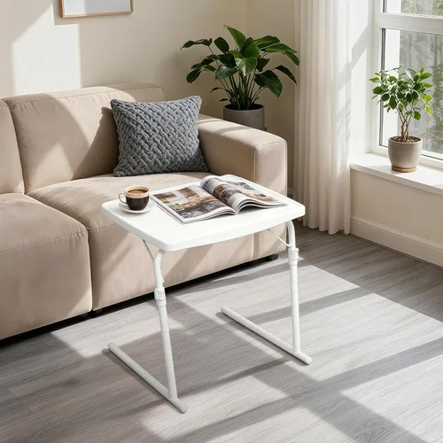 Vista 39 de Magshion Bandeja de TV inclinable ajustable de 22 pulgadas, mesa para cena en cama o sofá, cómoda mesa negra plegable con 3 ajustes de ángulo